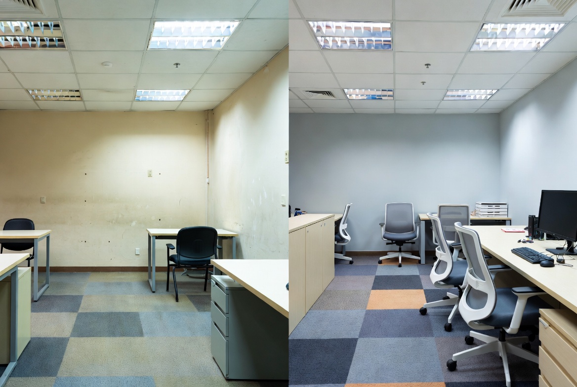 Office painting before and after
