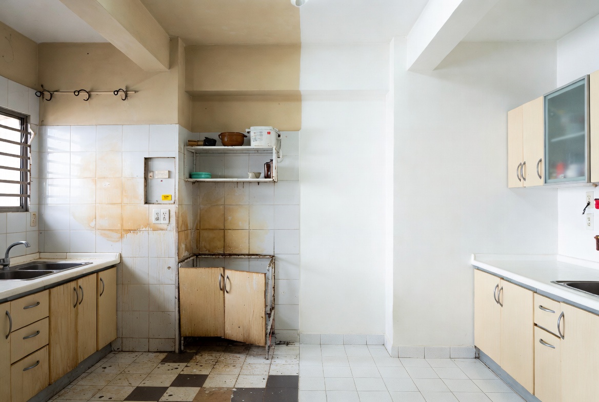 Kitchen painting before and after